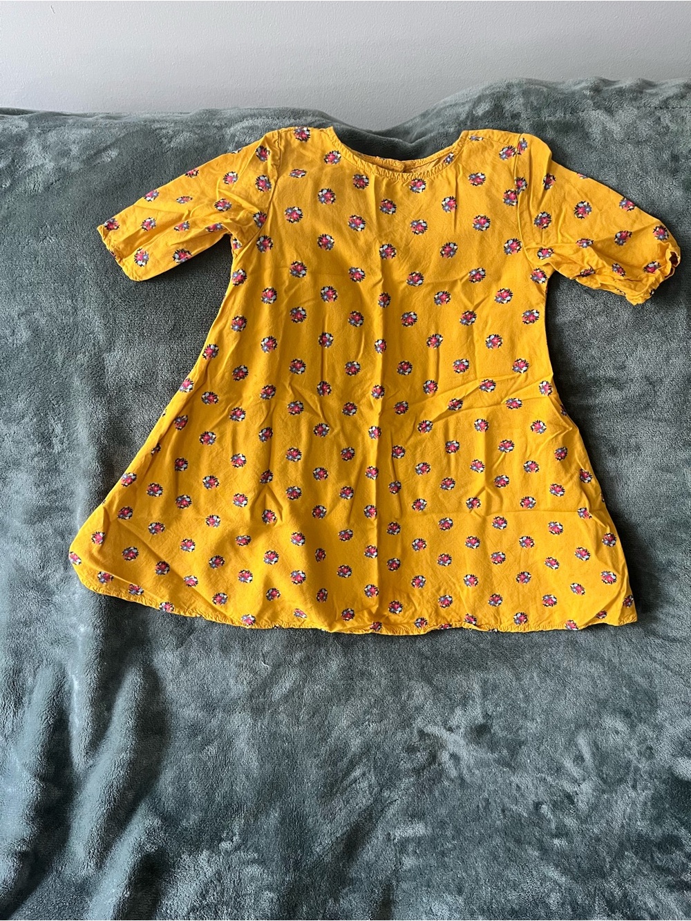 Old Navy Mustard Yellow Floral A-Line Dress